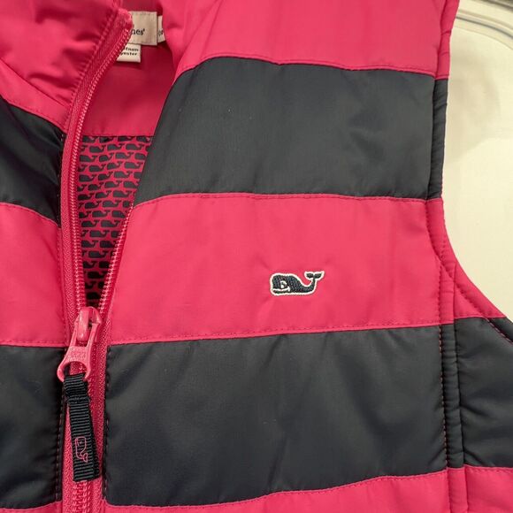 Vineyard Vines Pink Navy Puffer Vest Full Zip Girls 10-‎ 12 - Picture 4 of 4